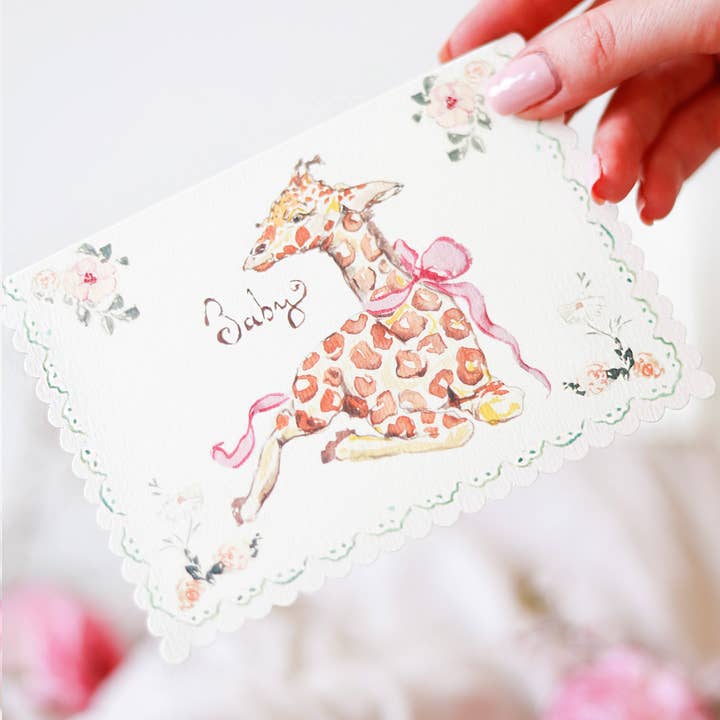 Sophie Amelia Creates – Engroshandel Babykort – Babygiraf - skallet kantkort2