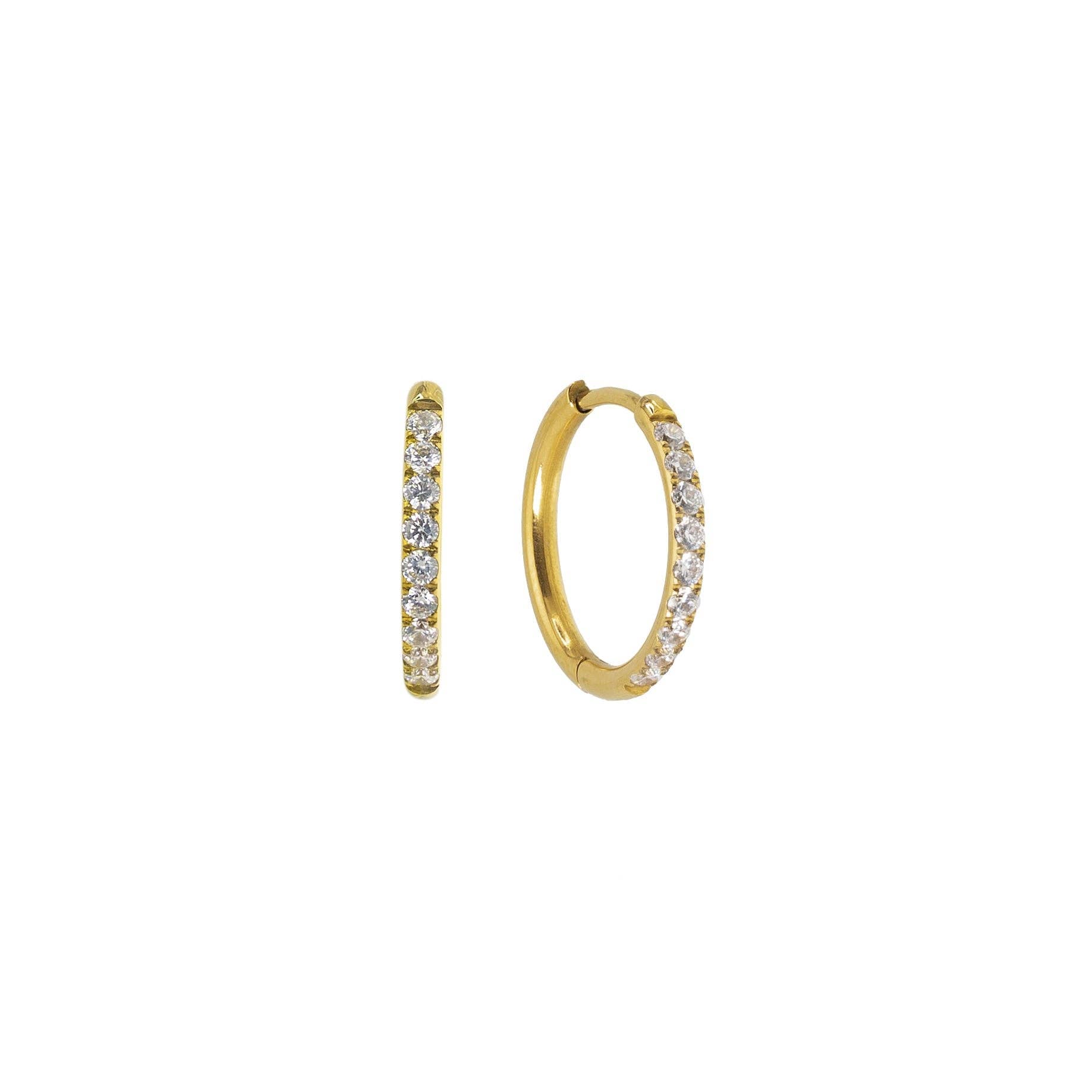 Brenda Grands Jewelry – Großhandel Hoops – Wasserdichte Gold 18mm Diamant-Creolen