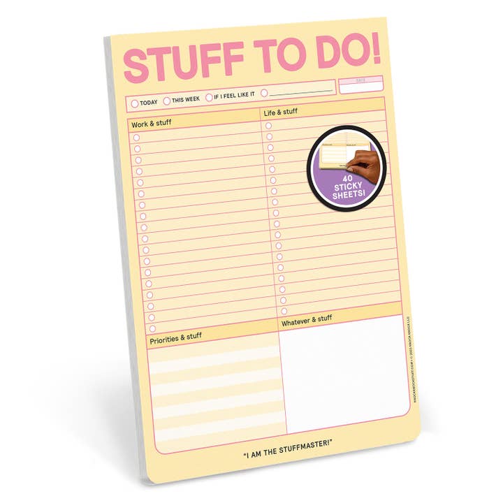 Stuff To Do Big & Sticky Notepads for wholesale by Knock Knock