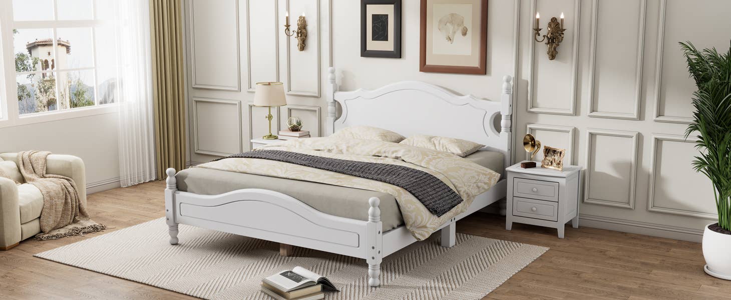 39F Inc. - Wholesale Bed - Queen/Full Size Wood Platform Bed Modern Renaissance style22