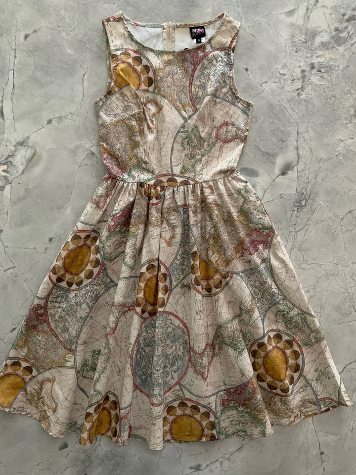 Vestido Vintage Map por atacado de Retrolicious