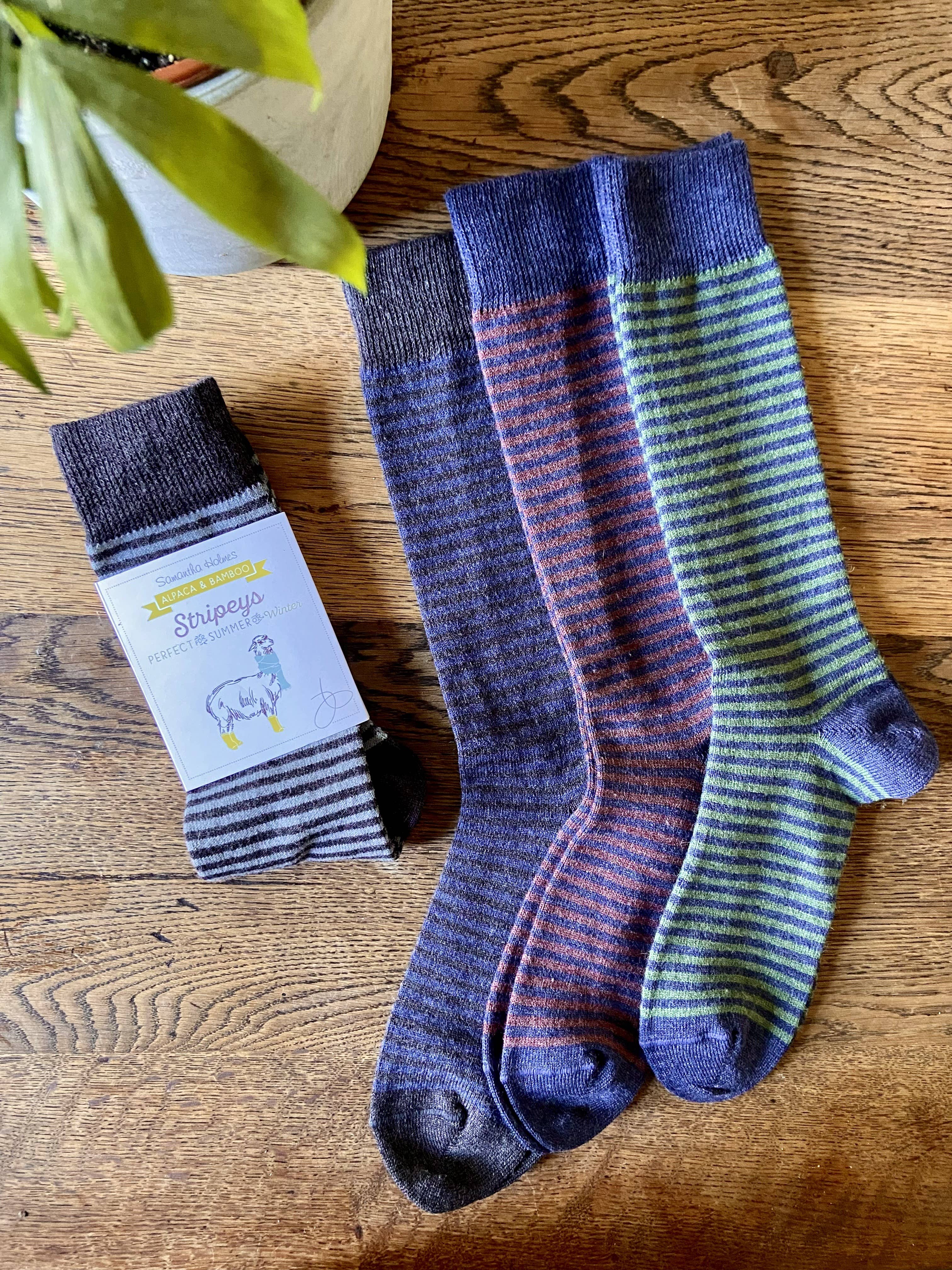 Samantha Holmes Alpaca Clothing and Gifts - Vendita all'ingrosso Calzini - Uomo - Calze a righe in alpaca nuove colorazioni UK 7-10 EU 40-44 US 6,5-9,57