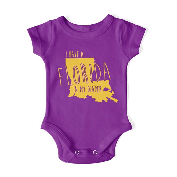 I HAVE A FLORIDA IN MY DIAPER Baton Rouge Sports Fan Baby One Piece for wholesale by In My Diaper
