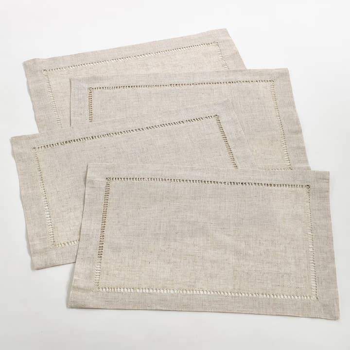 Fennco Styles - Wholesale Placemat - Hemstitch Linen Blend 14"x20" Placemat