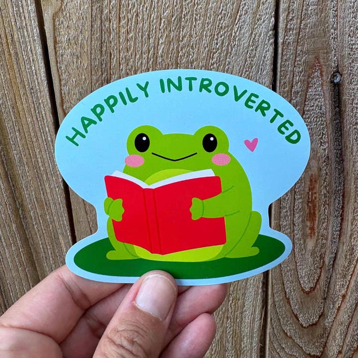 Anna Liz Heart Designs - Wholesale Sticker - Cute Frog Vinyl Waterproof Sticker - 'Happily Introverted'2