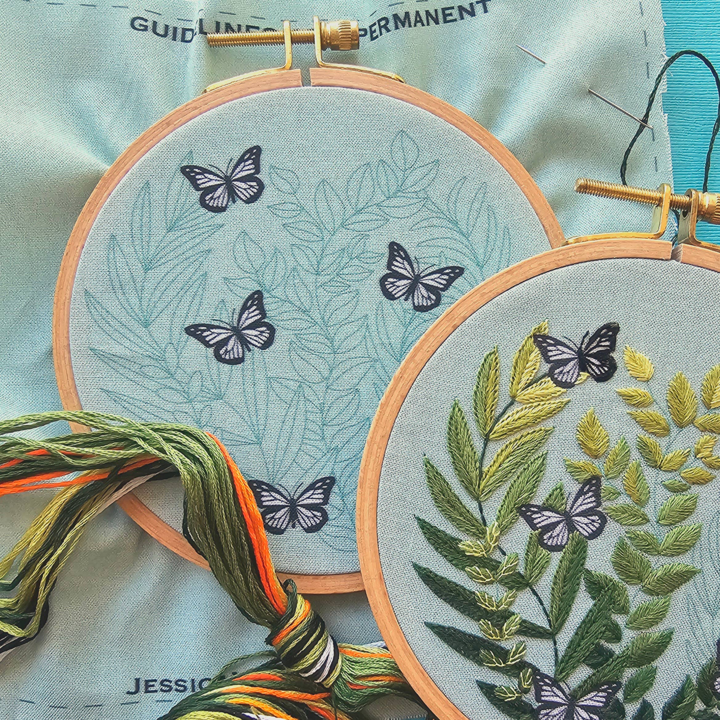 Jessica Long Embroidery - Wholesale Embroidery/Cross Stitch Supplies - "Love Grows" butterfly hand embroidery kit4
