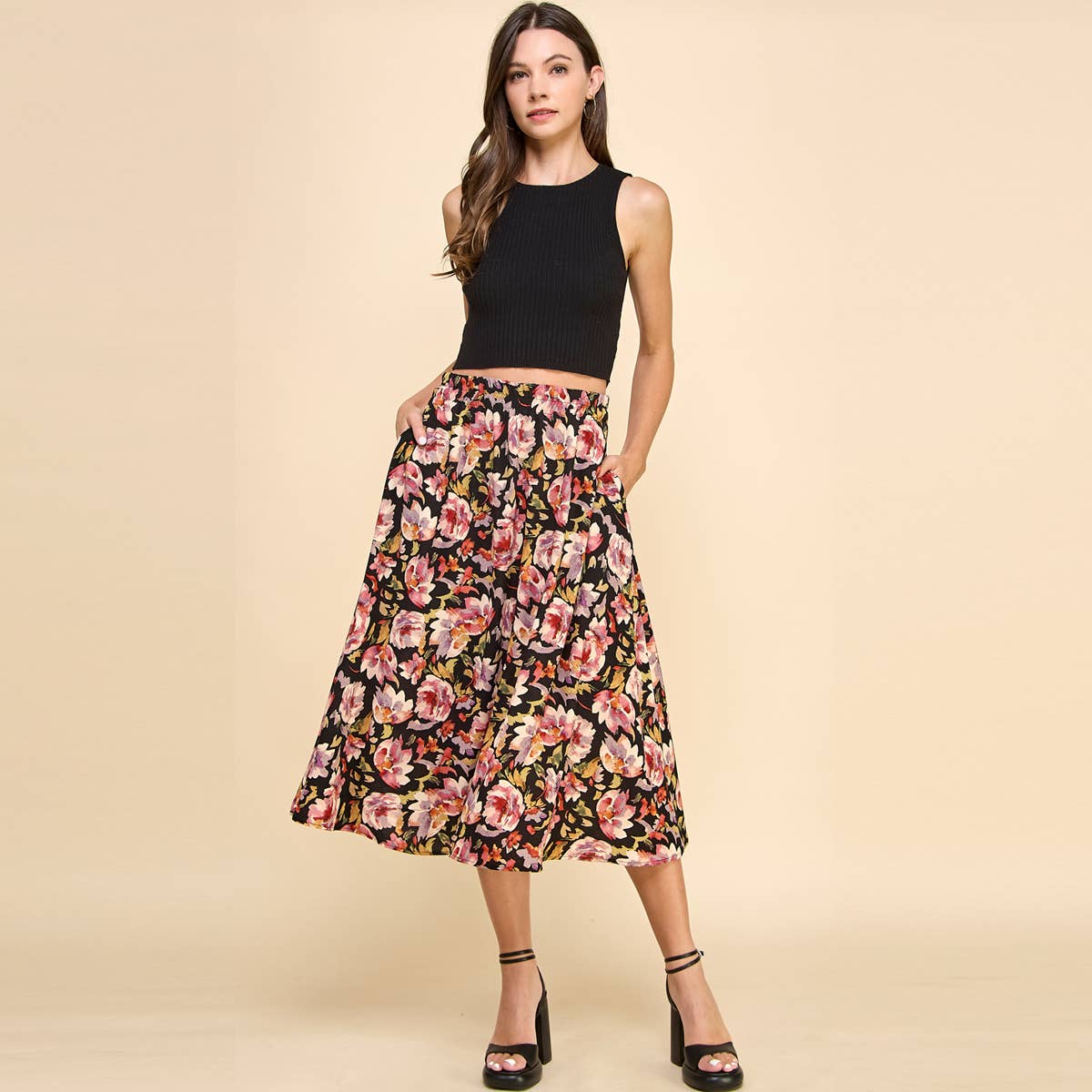Les Amis - Wholesale Skirt - Women's - Floral Printed Skirt0