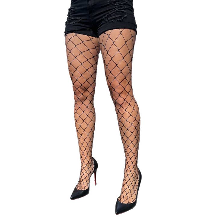 Black Large Fishnet Tights for wholesale by Malka Chic