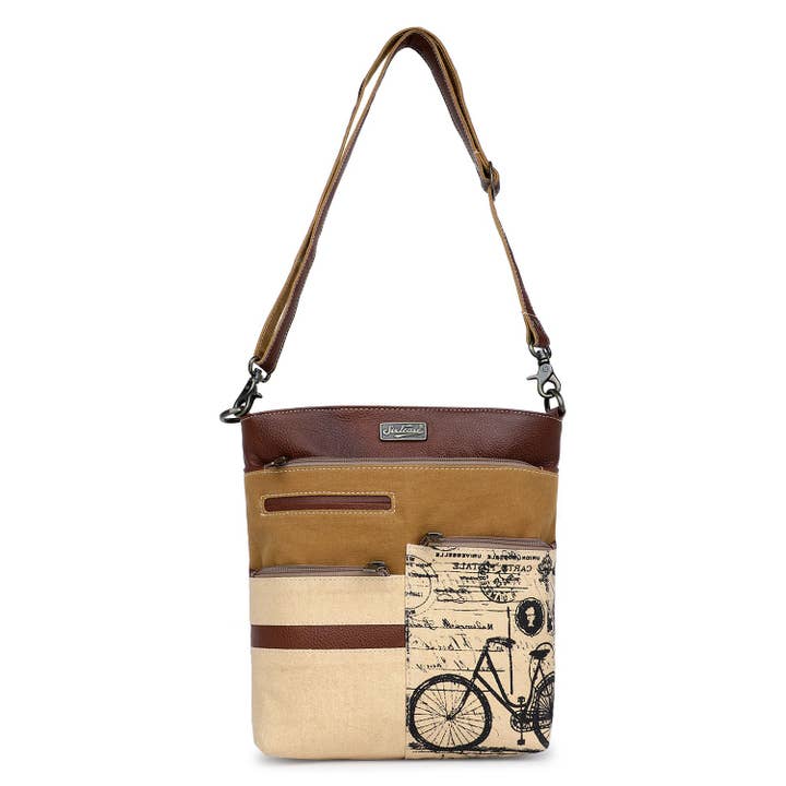 Borsa a tracolla da donna in tela e pelle - Wheat/Raw Umber per la vendita all'ingrosso da parte di Sixtease Bags USA