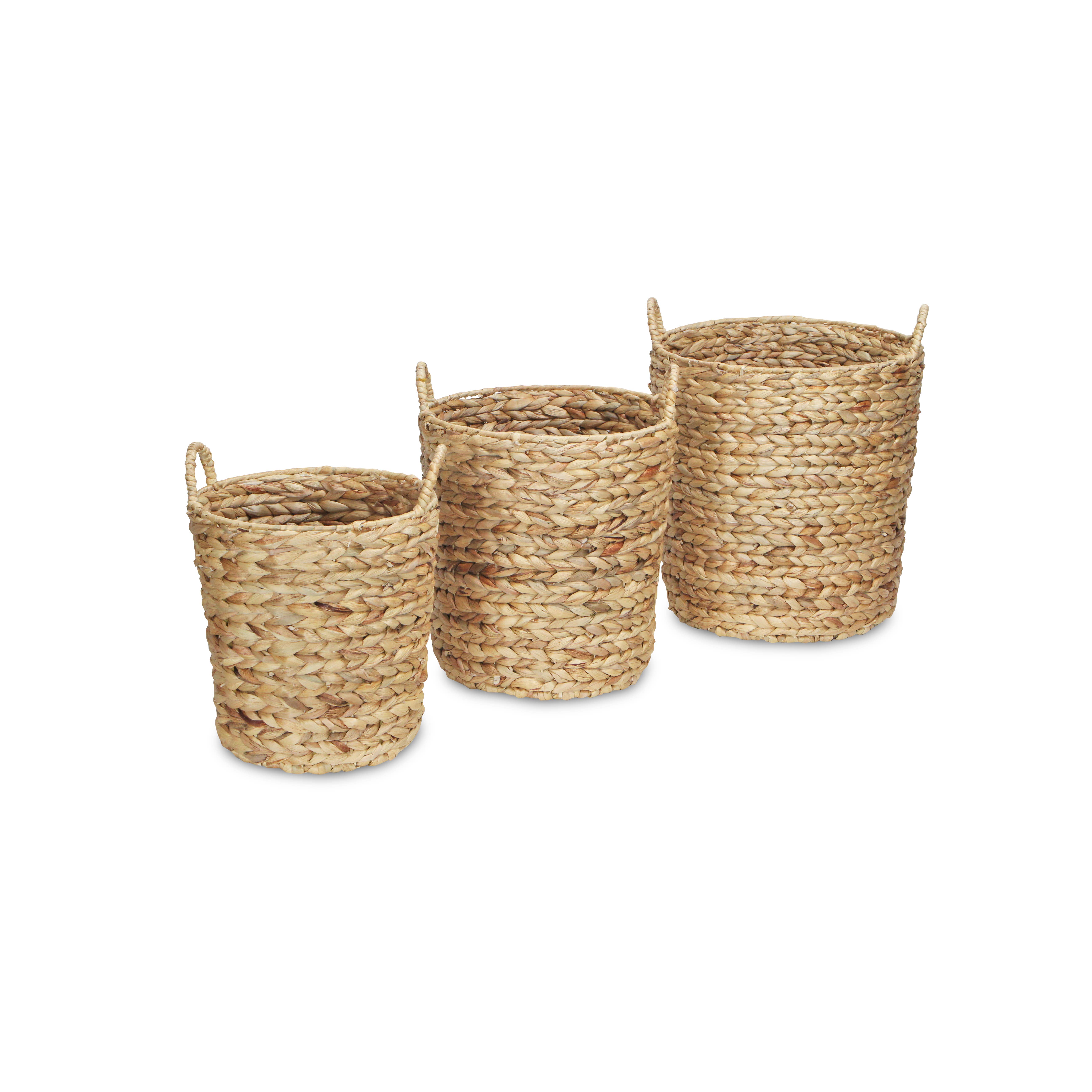 Cheungs Home Decor - Vente Panier garni - Lot de 3 paniers de rangement ronds effilés Laelia en jacinthe d'eau6