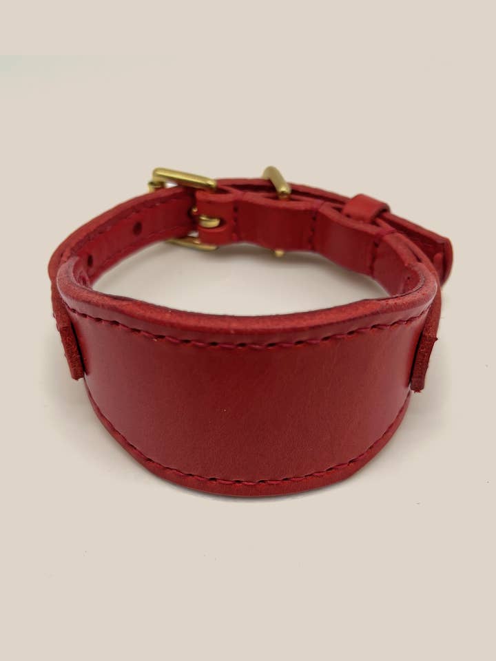 Collare per levriero in pelle rossa 'Artisan 03' per la vendita all'ingrosso da parte di Seldom Found
