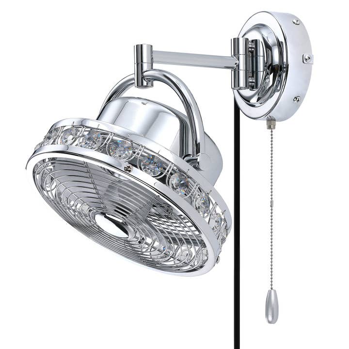 Brio Lighting - Wholesale Ceiling Fan - Luxe 10" Brushed Chrome 3-Speeds Wall Fan with Pull Chain9