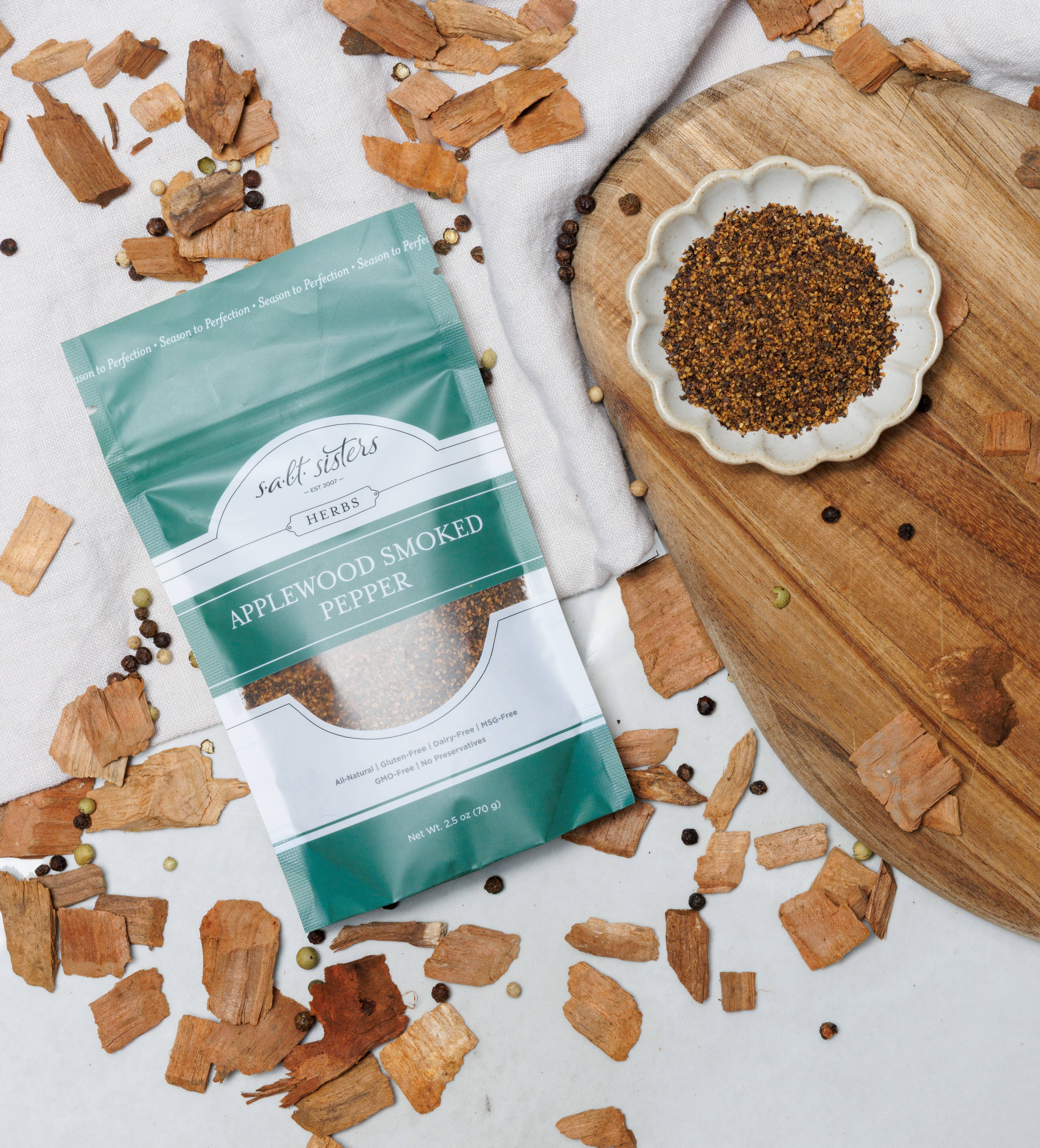 Salt Sisters – Engroshandel Peber/peberkorn – Knuste Peberkorn - Æbletræ Røget - 2,5 oz3