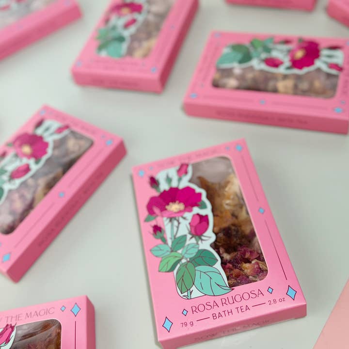 Sow the Magic - Wholesale Bath & body set - Rosa Rugosa Tarot Botanical Bath Tea Box1