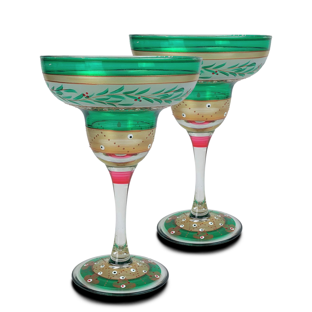 Golden Hill Studio – wholesale Cocktail/liquor glass – Moroccan Mosaic Garland Christmas Margarita Glasses5