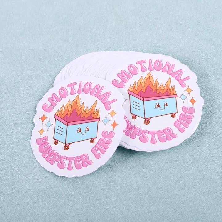Desi design and chai - Wholesale Sticker - Emotional dumpster fire vinyl sticker1