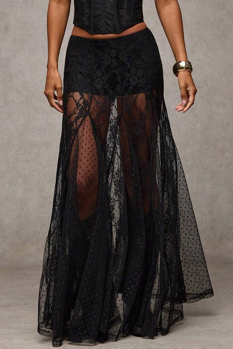 Mccolin - Wholesale Skirt - Women's - Elegant Lace Maxi Skirt0