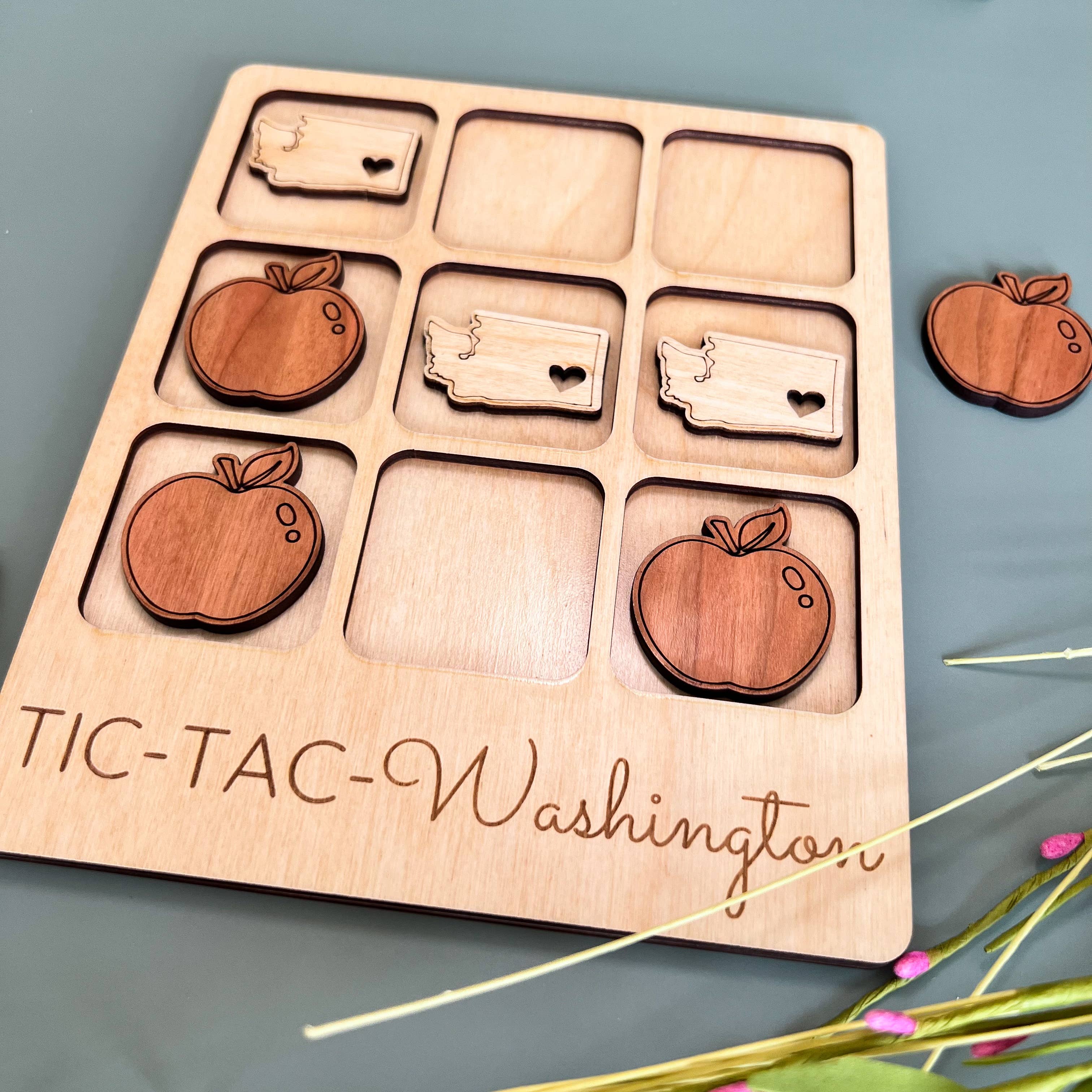 Birch House Games & Gifts - Wholesale Board Game - Washington State Gift - Tic-Tac-Toe WA Game - Customizable5