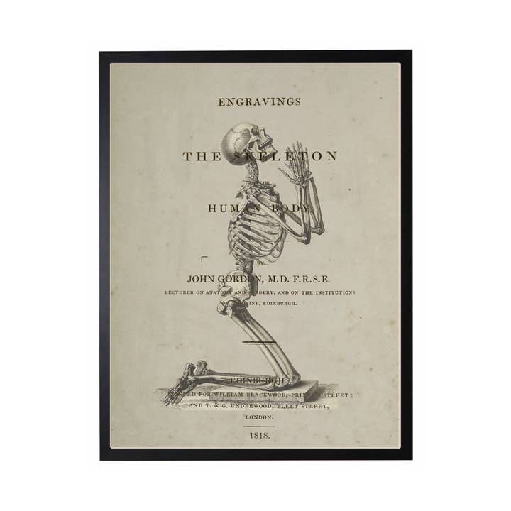 Praying Skeleton Poster for wholesale by Antique Curiosities Inc