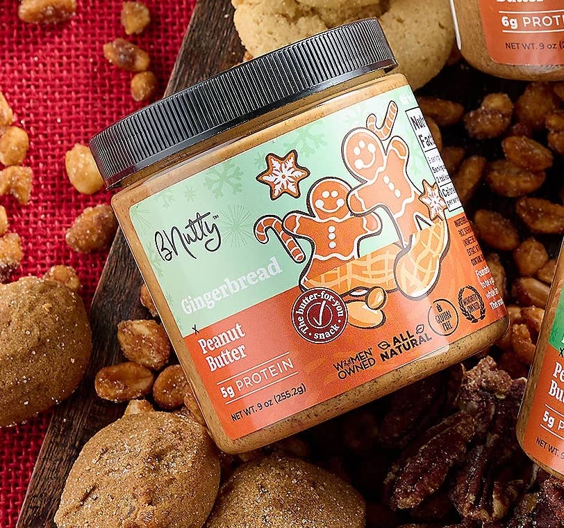 BNutty Peanut Butter - Wholesale Nut Butter - Gingerbread BNutty Peanut Butter- Case of 6- 9oz1