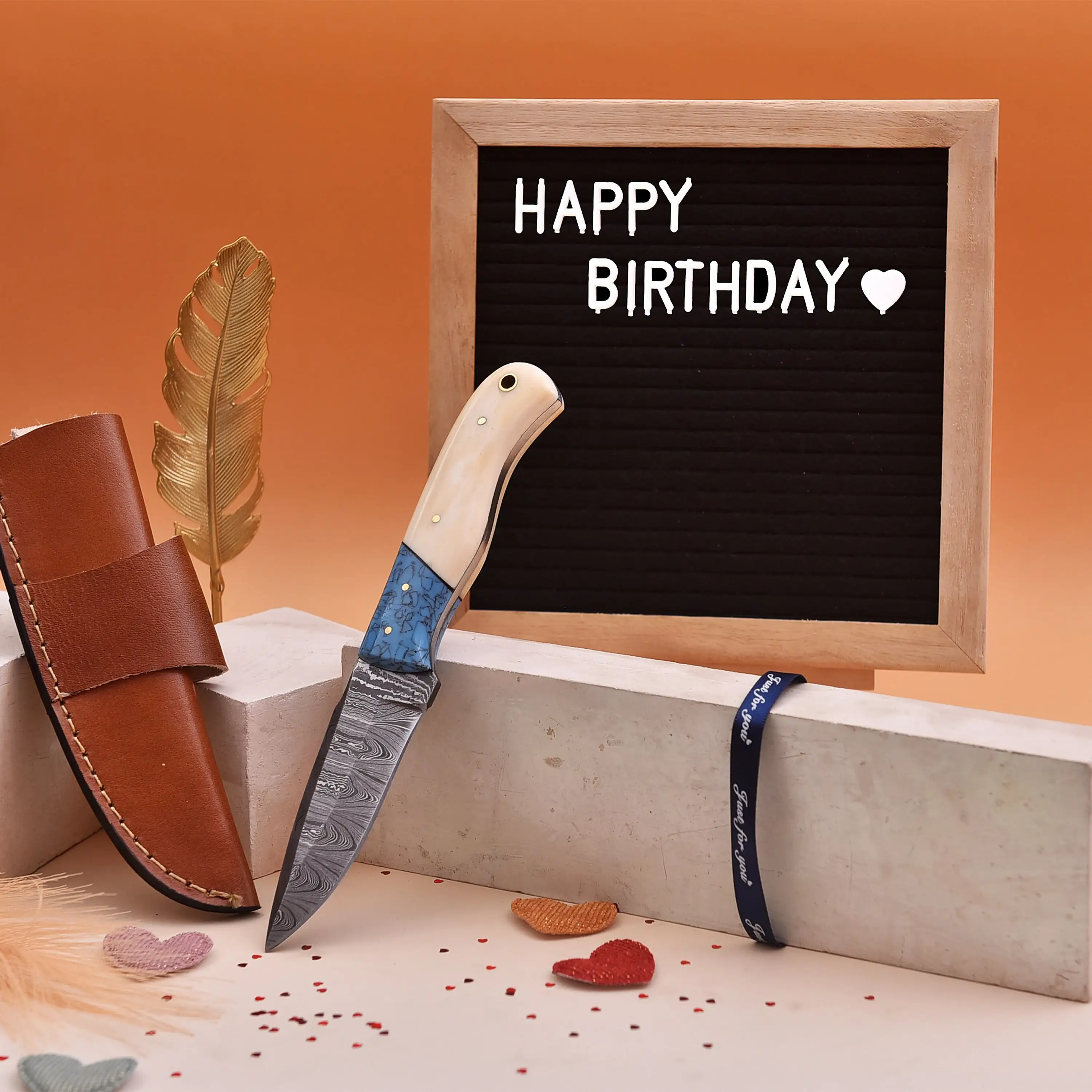 FH KNIVES – Navalha e suporte por atacado – Faca artesanal de 2,4 m de aço damasco com bainha de couro9