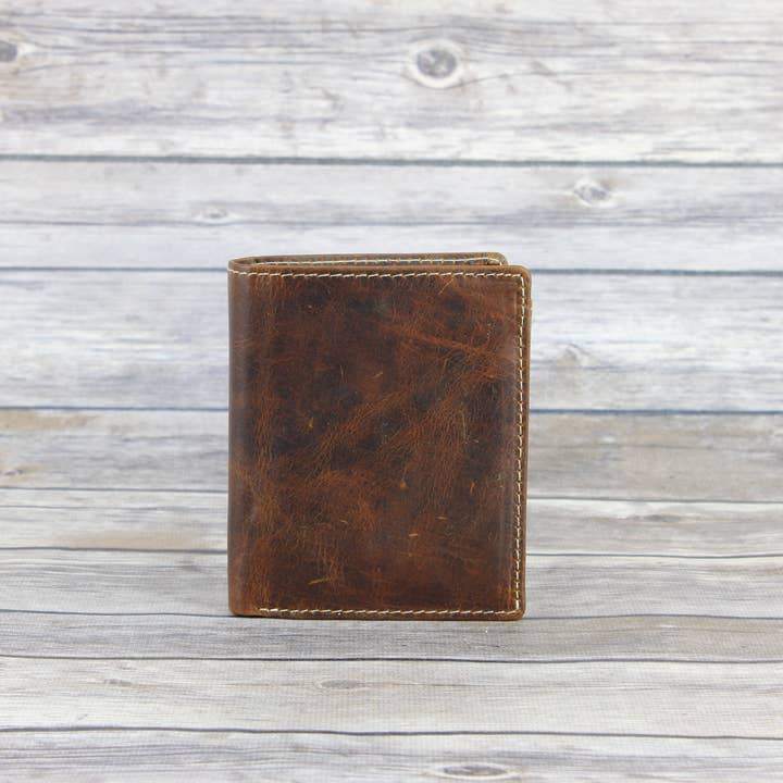 Leather Impressions Inc - Wholesale Wallet - Men's - RFID Hunter leather men's euro hipster wallet style #8015