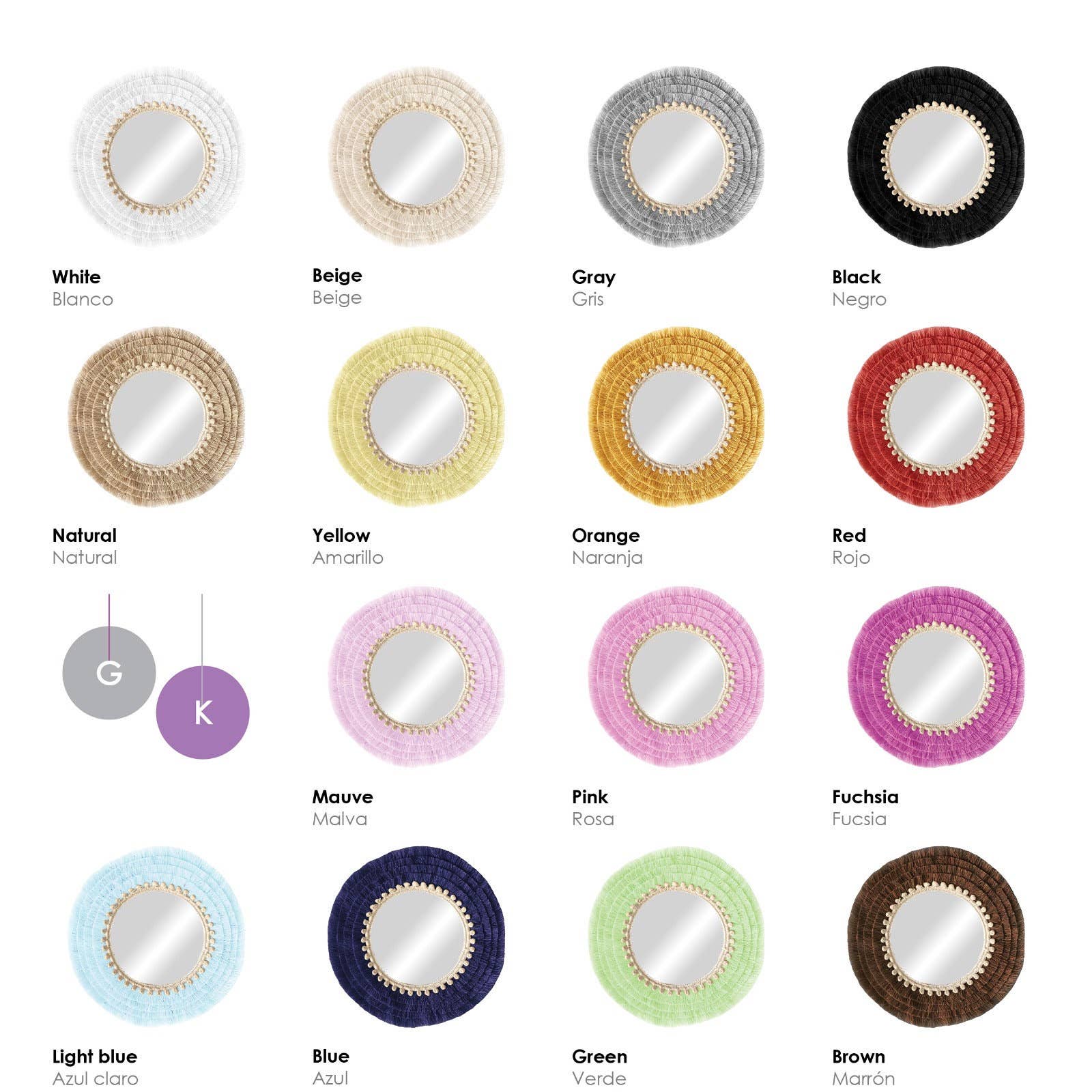 Geometrik Design - Wholesale Wall Stone - Round Wall Mirror With Cotton Fringe Boho Decor9