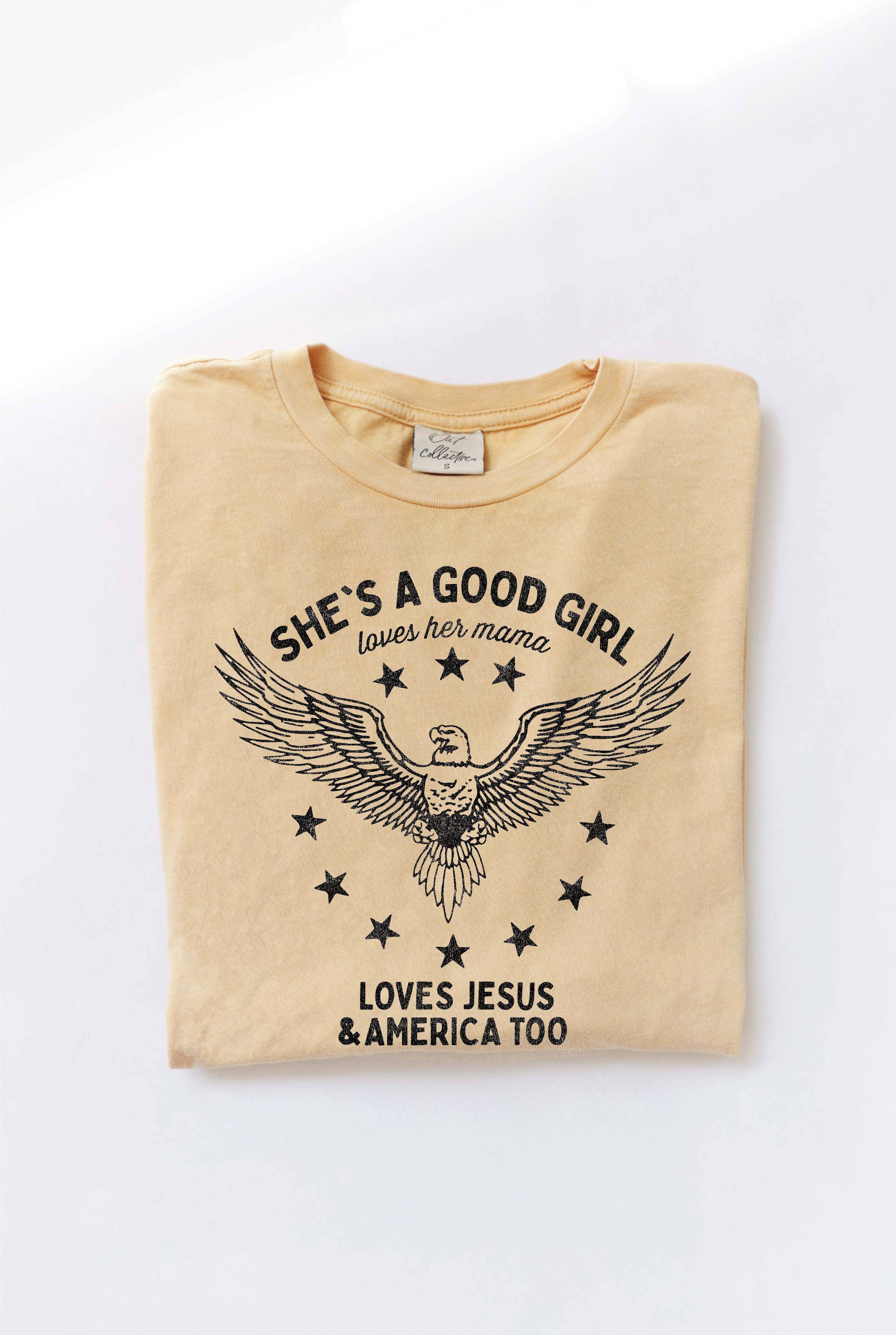 OAT COLLECTIVE - Vente T-shirt sérigraphié – femme - Haut graphique en tissu minéral délavé SHE'S A GOOD GIRL5