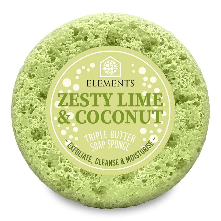Zesty Lime & Coconut Triple Butter Soap Sponge - Exfoliating for wholesale by Elements of Fragrance