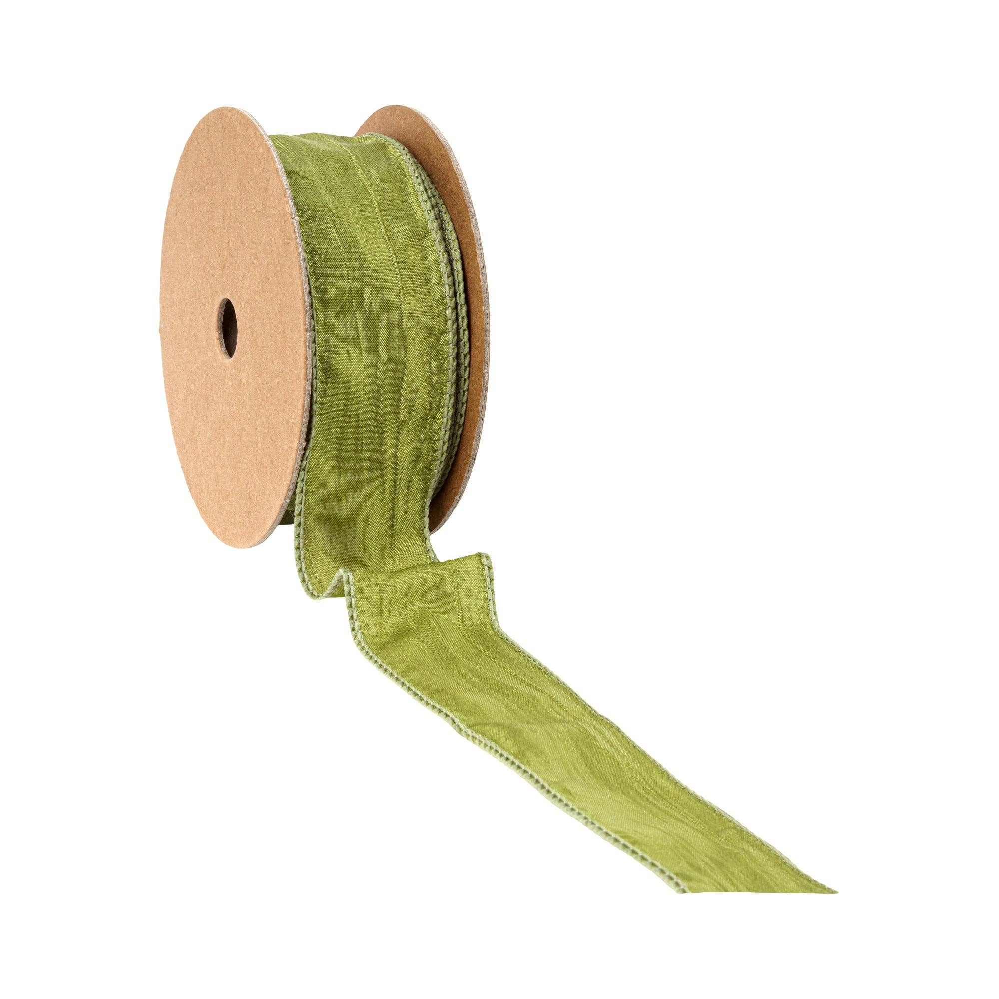 LA Ribbons Wholesale - Wholesale Ribbon - Gift Wrapping - 1 1/2" Wired Crinkle Ribbon | Moss | 10 Yard Roll3