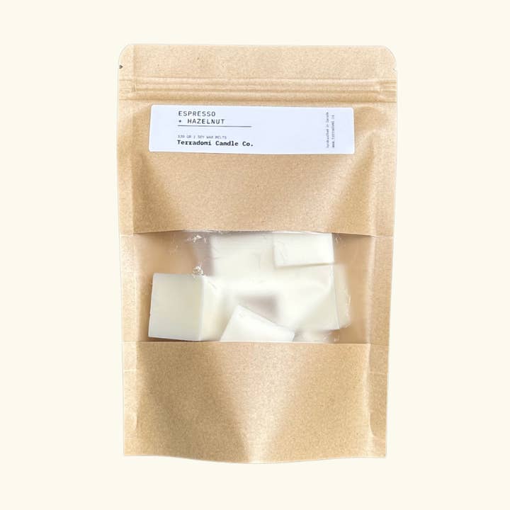 Espresso + Haselnuss-Sojawachs schmilzt für den Großhandel von Terradomi Candle Co.