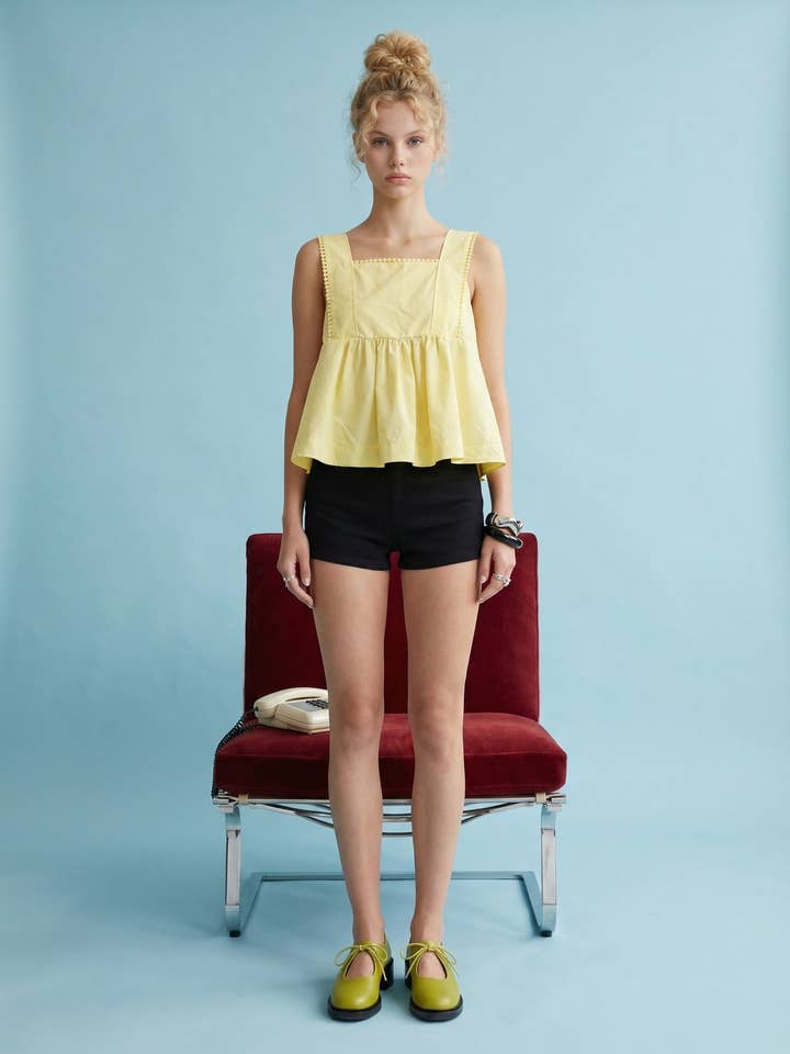 Top babydoll sem mangas por atacado de Heyson