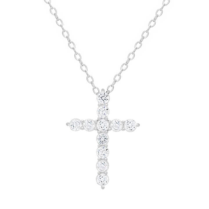 Collier croix avec zircone cubique en argent sterling pour la vente par Lily Nily