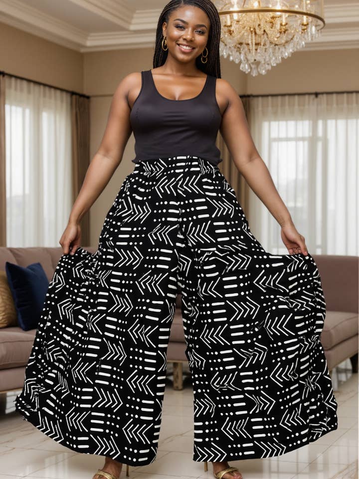 KaraChic - Wholesale Pants - Women's - 240 - Ankara Palazzo Pants With Big Side Pockets3