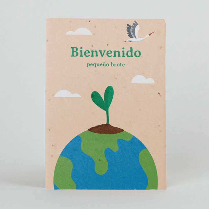 Plantable postcards: “Welcome little sprout” (carrot) for wholesale by Resetea