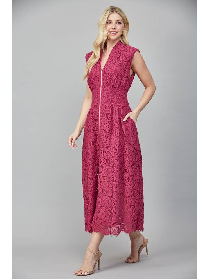 FATE - Wholesale Dress - Women's - FRONT ZIP CLOSURE SLVL LACE DRESS FD34114 11