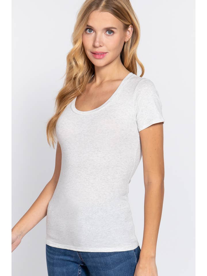 Active Basic | Active USA - Wholesale T-shirt – women's - Short Sleeve Scoop Neck Cotton Jersey Top48