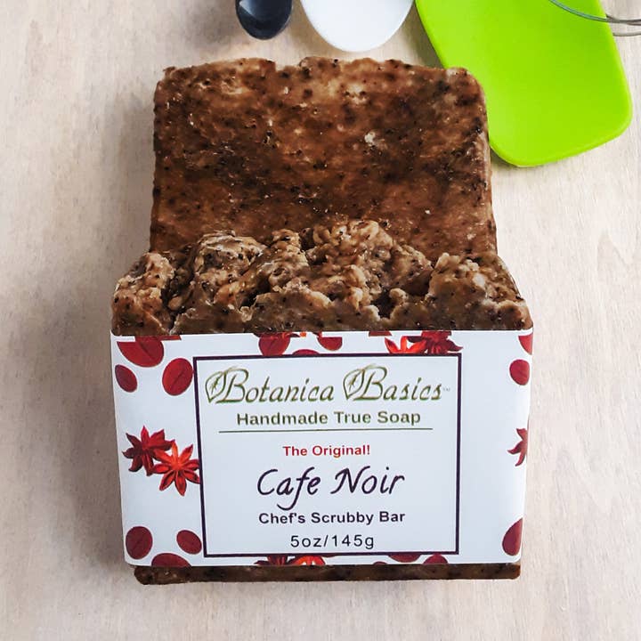 Cafe' Noir Handmade Chef's Coffee Scrub Soap Bar for wholesale by Botanica Basics Handmade Soap