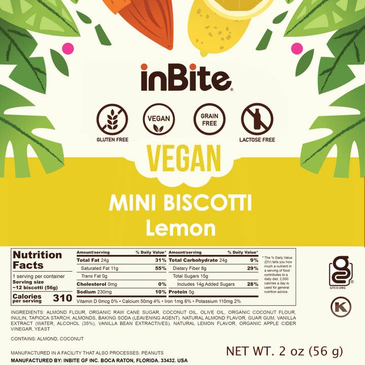 Inbite – wholesale Biscuit – Gluten Free Italian Biscotti Bites Lemon (2oz)