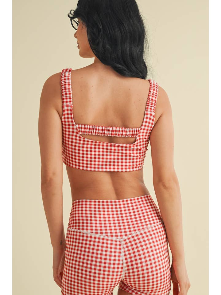 KIMBERLY C - Wholesale Sports Bra - Women's - Gingham Print Ruched Bra Top38