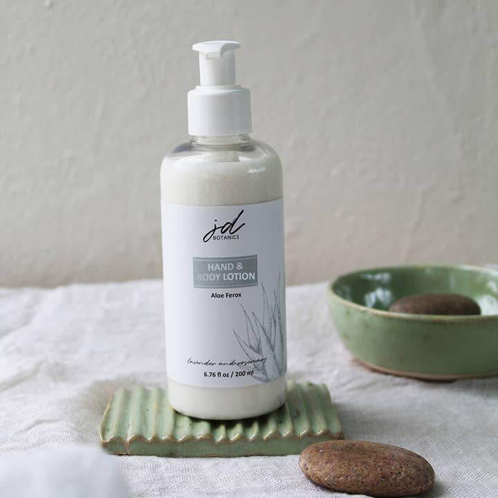 aloe ferox hand and body lotion with lavender and rosemary for wholesale by JDBotanics