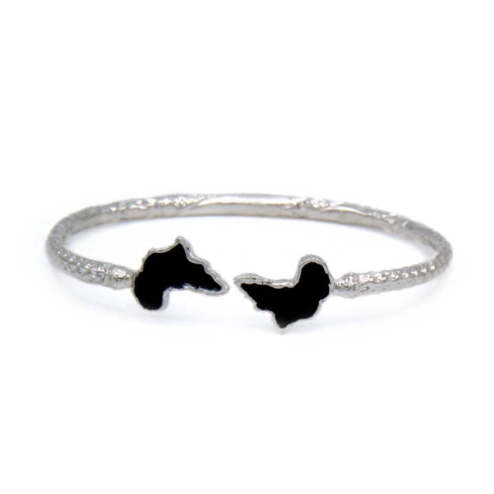 Better Jewelry Africa Ends .925 Sterling Silver West Indian Bangle w. Black Enamel, 1 piece for wholesale by Better Jewelry