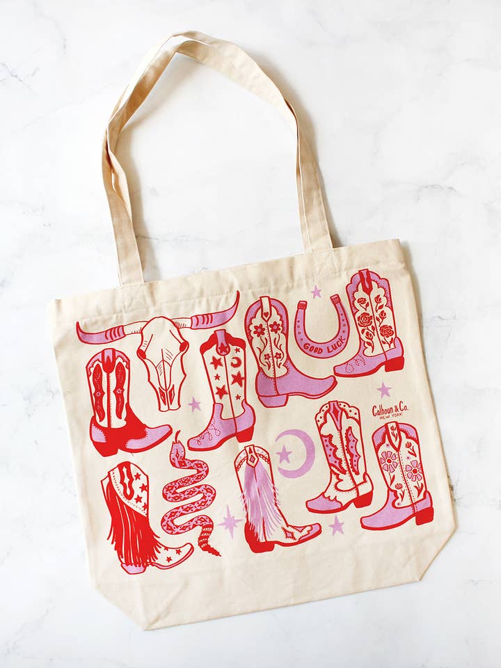 Howdy Cowgirl Tote Bag with Zipper Closure for wholesale by Calhoun & Co.