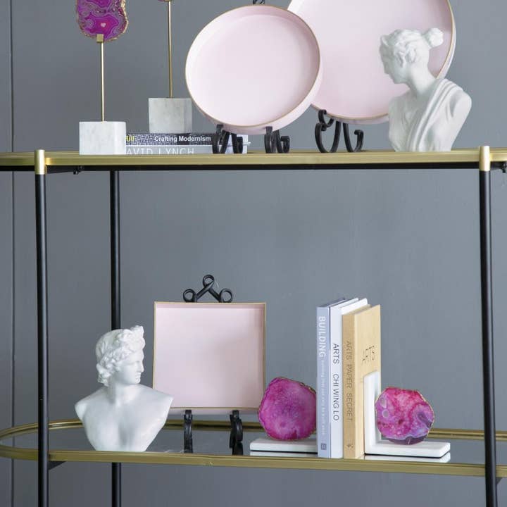 A&B Home Group Inc. - Wholesale Bookend - S/2 5.5x3x5.5" Polished Pink Agate and Marble Bookends10