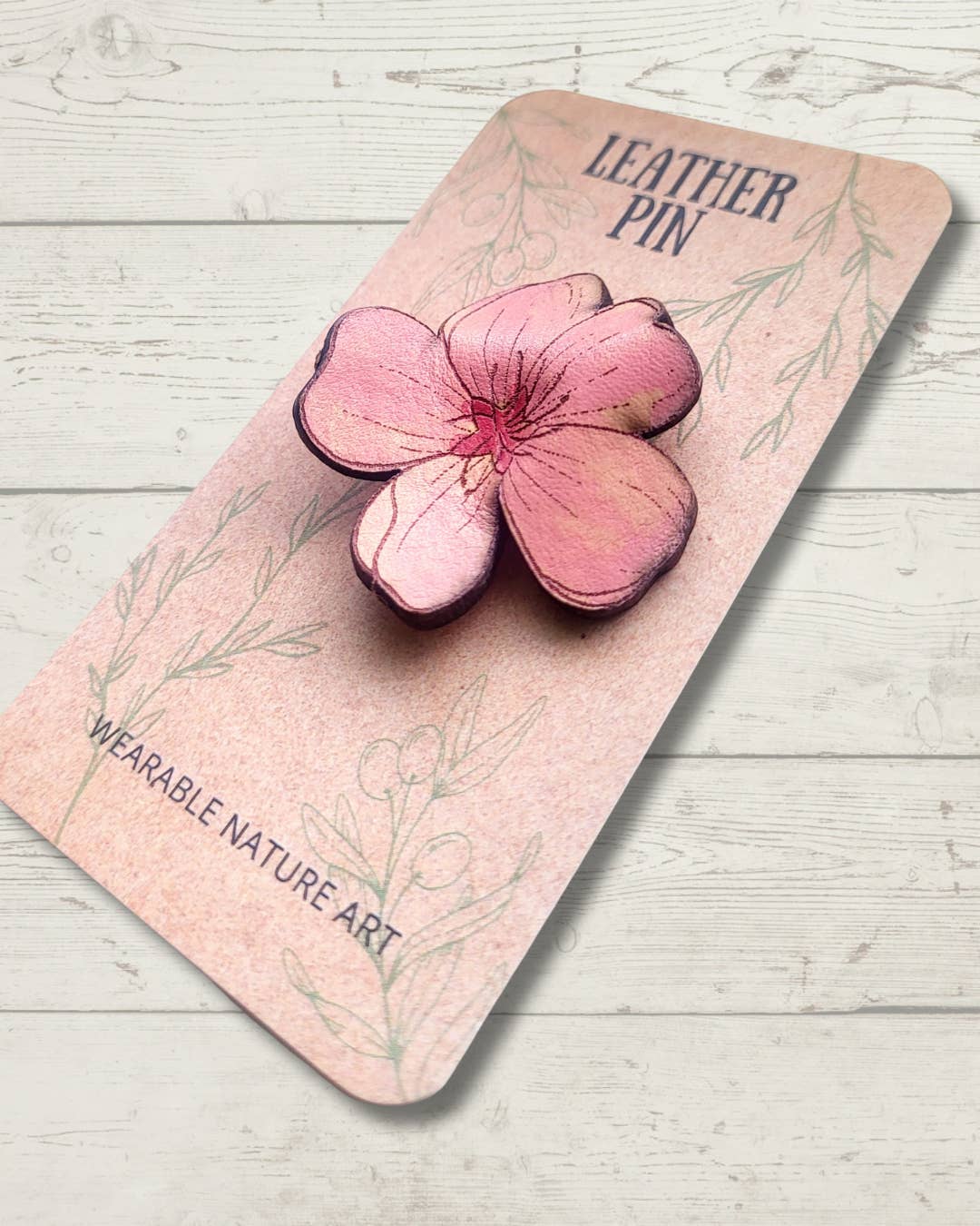 Wyrd & Witchy Art - Wholesale Brooch - Cherry Blossom Leather Pin