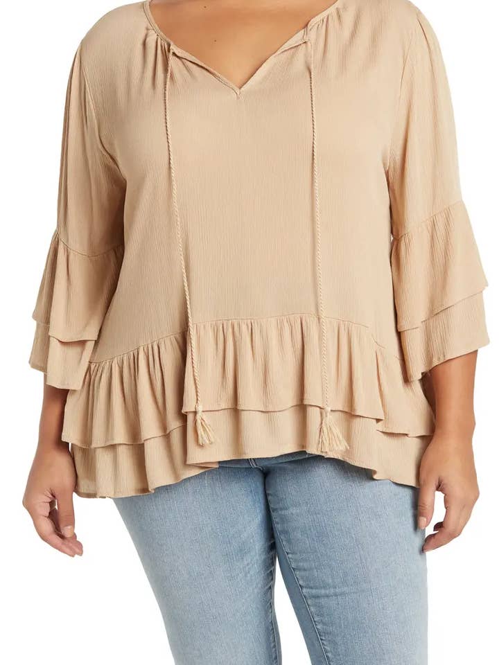 Tunica SB642X in vita con volant sul davanti per la vendita all'ingrosso da parte di Select Clothing