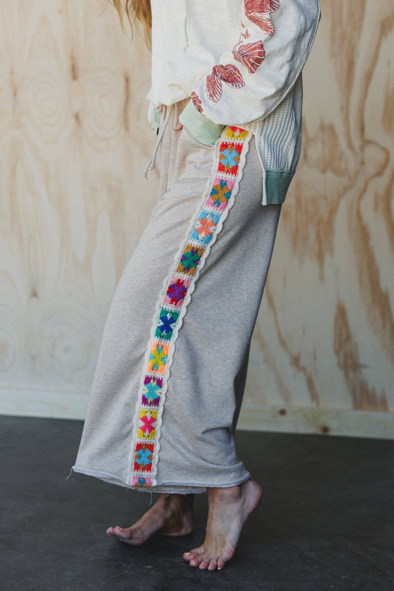 Three Bird Nest - Wholesale Pants - Women's - Love Seeker Crochet Panel Pants - Oatmeal4