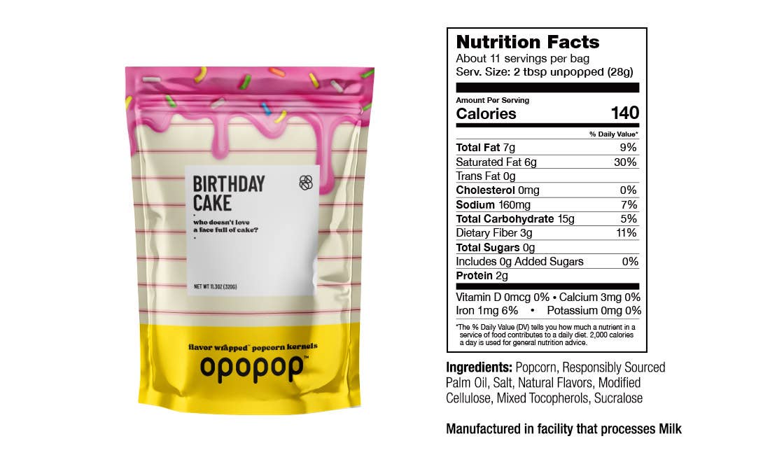 Opopop, Inc. - Wholesale Popcorn Kernels - Birthday Cake 320g Big Bags Popcorn Kernels Restock2