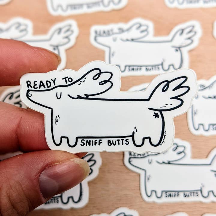 Klaar Om Aan Konten Te Snuffelen Matte Soft Touch Sticker voor wholesale door Mimo