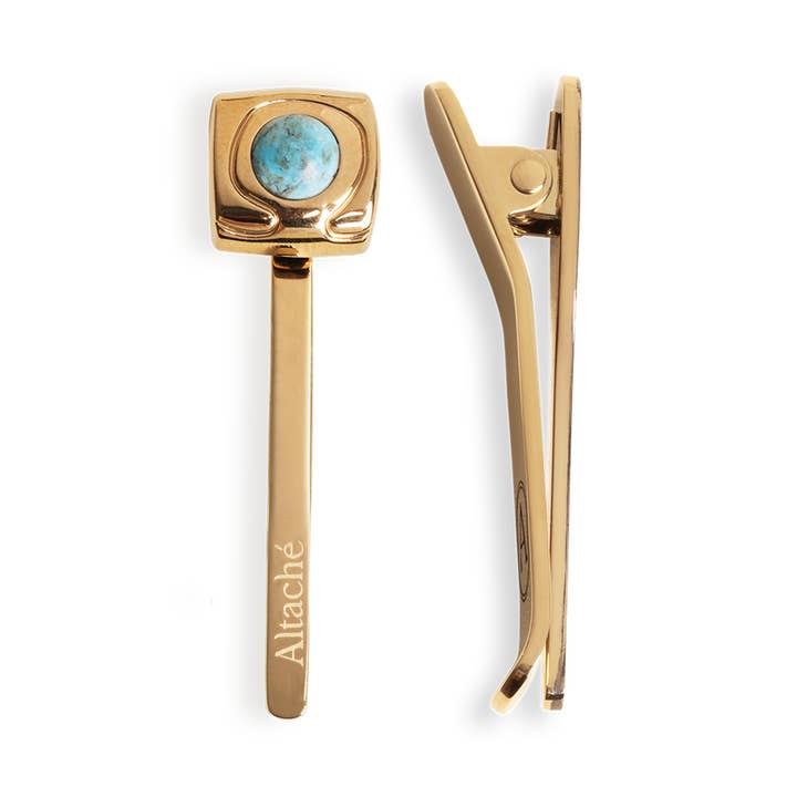 ALTACHÉ Eyewear Clip + Charm Duo (Gold Clip/Turquoise) for wholesale by Altaché Designs